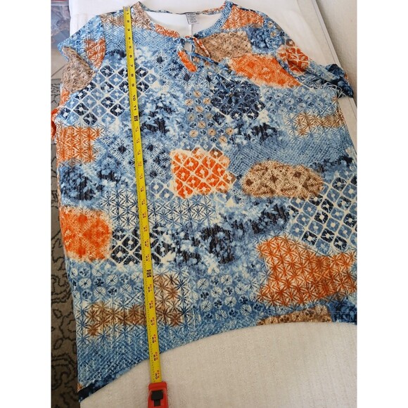 Catherines Tunic 18/20WP Mesh Abstract Lined Shark Bite Hem 3/4 Sleeves Boho - Picture 8 of 14